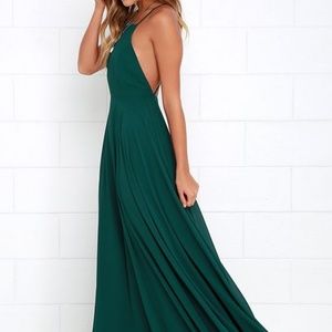 DARK GREEN MAXI DRESS LULUS- MYTHICAL KIND OF LOVE